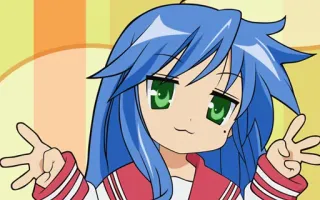 ✌ 47de38b4 Konata Izumi Lucky Star Anime, Manga, Lucky Star, Konata Izumi, Signe de paix, Mignon, Kawaii, Japonais whatsapp sticker