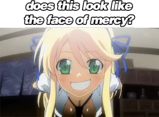 😈 ac39a81e does this look like the face of mercy? Anime, Question, Visage, Pitié, Dessin animé whatsapp sticker