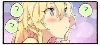 🤔 07380adf ? ? dấu chấm hỏi, cô gái tóc vàng, anime, bối rối, manga telegram sticker