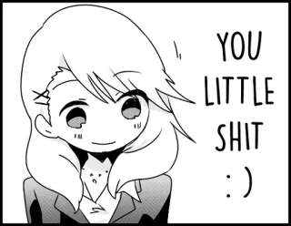 🖕 1199ddda YOU LITTLE SHIT Anime, Manga, Xúc phạm, Chửi thề, Lăng mạ, Dễ thương, Cô gái telegram sticker