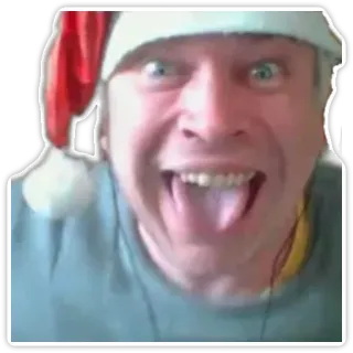 🤶 d3531094 homme, bonnet noël, langue, idiot, visage telegram sticker