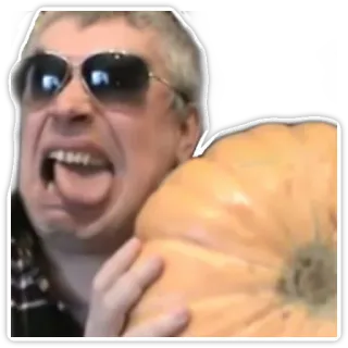 🎃 d48b78b2 homme, citrouille, lunettes de soleil, drôle, tire la langue telegram sticker