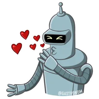 😘 7fc96c0e Bender Futurama desenho animado, robô, corações, amor, série de tv, futurama, bender whatsapp sticker