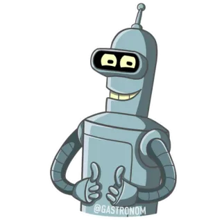 👍 ab6e98ad Bender Futurama @GASTRONOM Bender, Futurama, robô, desenho animado, polegar para cima whatsapp sticker