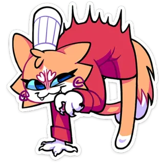 😡 02721329 mèo, đầu bếp, nấu ăn, hoạt hình, động vật, tạp dề telegram sticker