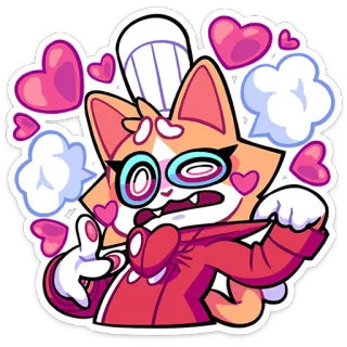 😍 171b56ec hoạt hình, mèo, đầu bếp, trái tim, hài hước, dễ thương, nhãn dán telegram sticker