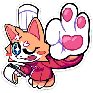 👌 adb8a43a mèo, đầu bếp, hoạt hình, nhãn dán, dễ thương, động vật, nhân vật telegram sticker