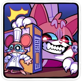😈 0374e6be cartoon, mouse, cat, chef, fear, menace, animation telegram sticker