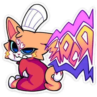 😒 2aaeaae5 KROA cat, animal, chef, sticker, cute, cartoon, whimsical telegram sticker