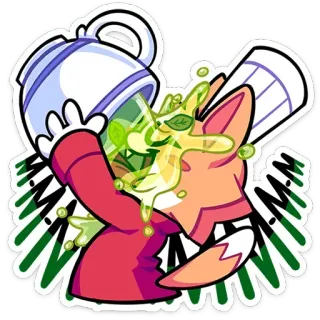 🍵 ce3ee6ed cartoon, sticker, pouring, beverage, cup, fox telegram sticker