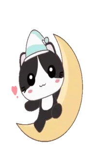 😴 9784da05 кот, луна, каваий, милый, стикер, мультфильм, животное, сонный whatsapp sticker