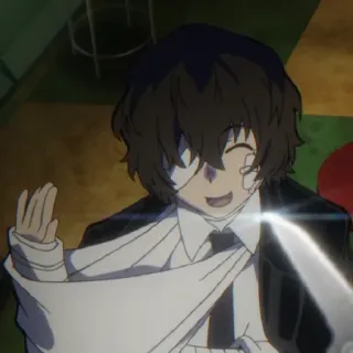 🥀 485aa289 Osamu Dazai Bungou Stray Dogs Аниме, Бинты, Улыбается, Дазай, Bungou Stray Dogs, Осаму Дазай whatsapp sticker