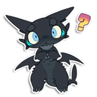 🤔 716738ec niedlich, Drache, Chibi, Fragezeichen, Aufkleber, Cartoon telegram sticker