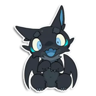 😃 7e4694af aufkleber, cartoon, tier, fledermaus, niedlich, dunkel, blau, fell telegram sticker