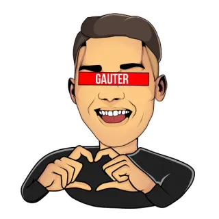 ❤ 55c6a143 GAUTER kartun, orang, senyum, bahagia, hati, nama whatsapp sticker