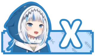 🔤 1e862901 Gawr Gura X Аниме, Витубер, Акула, Милый, Hololive whatsapp sticker