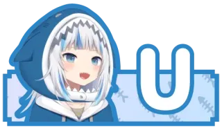 🔤 35f1b97e U Аниме, Персонаж, Gura, Витубер, Акула whatsapp sticker