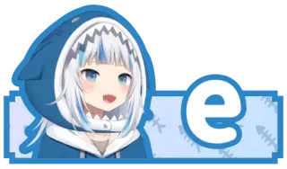 🔤 38ae31a9 Gawr Gura e Аниме, VTuber, Милый, Акула whatsapp sticker