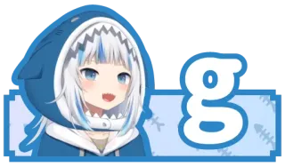 🔤 6129ef4f Gawr Gura g vtuber, аниме, акула, гавр гура, hololive whatsapp sticker