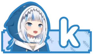 🔤 70759411 k Аниме, Акула, Синий, Милый, Втубер whatsapp sticker