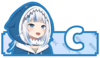 🔤 d0ec20cc C Аниме, Мультфильм, Милый, Акула, VTuber whatsapp sticker