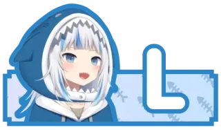 🔤 e72fc8e9 L Витубер, Аниме, Акула, Гавр Гура, Виртуальный Ютубер whatsapp sticker