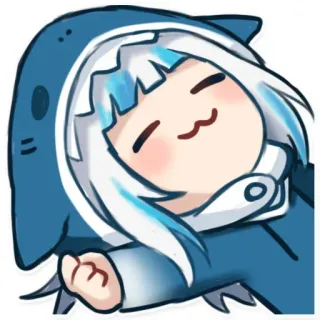😴 8cfe647d Gawr Gura 动漫, 虚拟主播, 噶呜·古拉, 鲨鱼, 可爱 whatsapp sticker