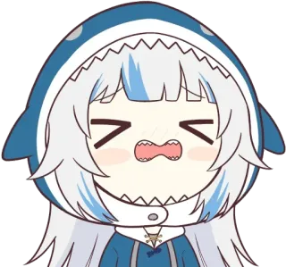😫 43654369 Gawr Gura Anime, Vtuber, Hiu, Gawr Gura, Imut, Chibi telegram sticker