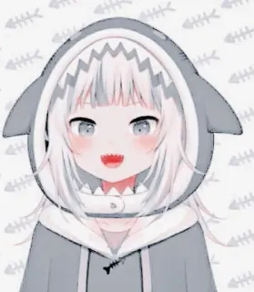 💎 024d96f2 Gawr Gura 가우르 구라, VTuber, 상어, 애니메이션, 귀여운 telegram sticker