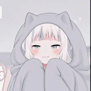 💎 920a917a Gawr Gura 애니메이션 여자, 귀여운, vtuber, 가우르 구라, 상어, 후드티 telegram sticker