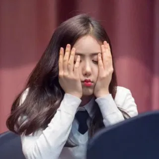 😌 d950effc donna, triste, stanca, asiatica, frustrata telegram sticker