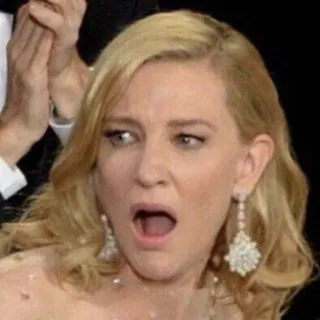 🏳‍🌈 3f689379 cate blanchett, celebrità, attore, espressione facciale, scioccato, oscar telegram sticker
