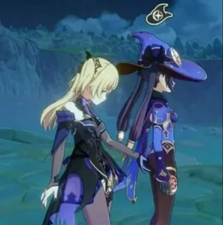 🌟 a59b0454 Fischl and Mona Genshin Impact Видеоигра, Аниме, Персонажи, Genshin Impact, Фишль, Мона telegram sticker