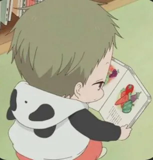 🌓 e774774b trẻ em, đọc sách, gấu trúc, sách, dễ thương, anime whatsapp sticker