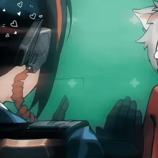 🎲 17509de4 Anime, Chat, Fille, Baiser, Coeur, Amour telegram sticker