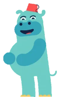 🦛 43e0c4ea ฮิปโป, การ์ตูน, สัตว์, หมวกเฟซ, น่ารัก, มาสคอต telegram sticker