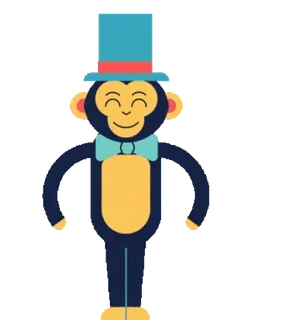 🦧 5bce3cfb ลิง, การ์ตูน, หมวกทรงสูง, หูกระต่าย, สัตว์, น่ารัก telegram sticker