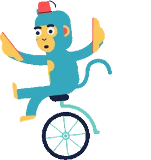 🐒 ddc286fd ลิง, จักรยานล้อเดียว, ละครสัตว์, สัตว์, ทรงตัว, สนุก, แปลก, น่ารัก telegram sticker