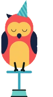 🦉 e26a1360 นกฮูก, สัตว์, นก, ปาร์ตี้, หมวกปาร์ตี้, การ์ตูน telegram sticker
