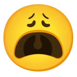 😩 16a23ac2 絵文字, 悲しい, 泣く, 怒り, 顔, 黄色 telegram sticker