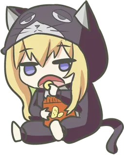🍟 11b305c7 Chibi, Anime, Kat, Snack, Schattig whatsapp sticker