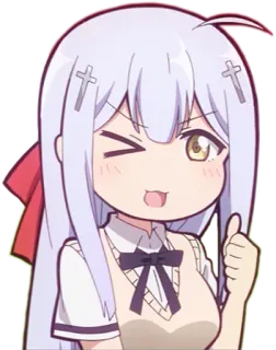 👍 1b46a89a Anime, Manga, Meisje, Leuk, Knipoog, Duim omhoog, Chibi whatsapp sticker