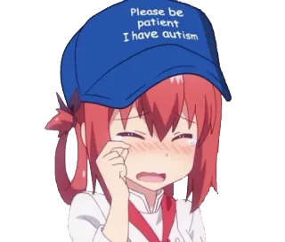 😭 802d59cb Please be patient I have autism autisme, beperking, bewustzijn, speciale behoeften, anime, cartoon, huilen whatsapp sticker