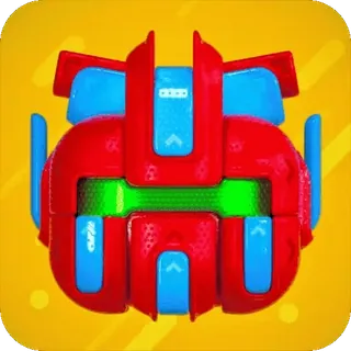 🤯 518e7bb4 robot, jouet, futuriste, rouge, bleu, géométrique telegram sticker