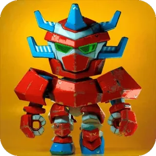 🔥 68795b61 robot, jouet, rouge, bleu, géométrique, futuriste, figurine telegram sticker