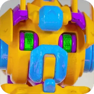 😍 d54abed7 robot, jouet, jaune, violet, bleu telegram sticker