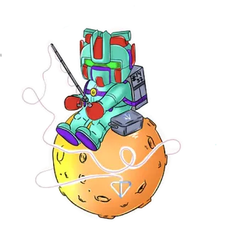 🌎 3adb91ad робот, рыбалка, луна, космос, мультфильм, космонавт, цифровое искусство whatsapp sticker