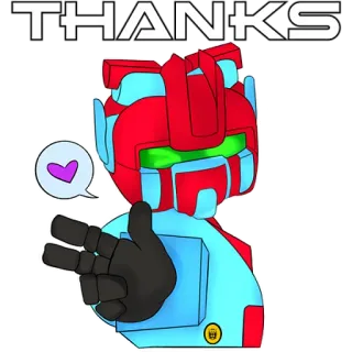 ❤️ ca02f5d4 THANKS спасибо, робот, мультфильм, знак мира, сердце, жест, приветствие whatsapp sticker