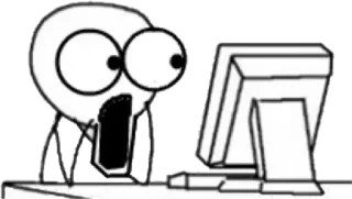 😦 1c41607e คนก้างปลา, คอมพิวเตอร์, ตกใจ, ประหลาดใจ, การ์ตูน, อินเทอร์เน็ต telegram sticker