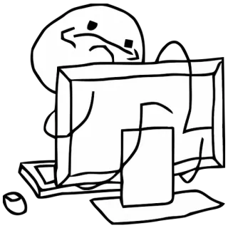 ❤ 38e4e40a คอมพิวเตอร์, อินเทอร์เน็ต, มีม, เศร้า, หงุดหงิด telegram sticker